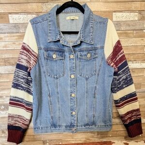 Francesca Miami Jean Jacket With Sweater Sleeves